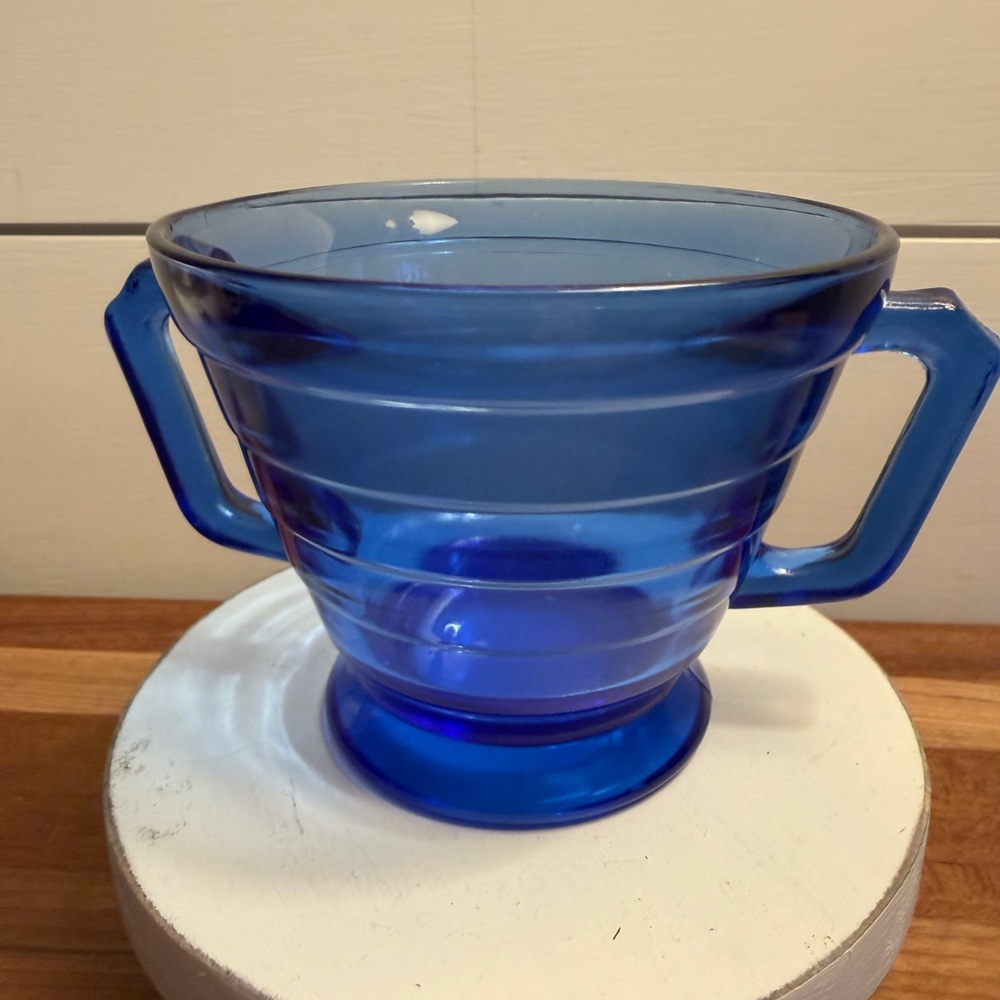 Hazel Atlas Moderntone Cobalt Blur Sugar Bowl